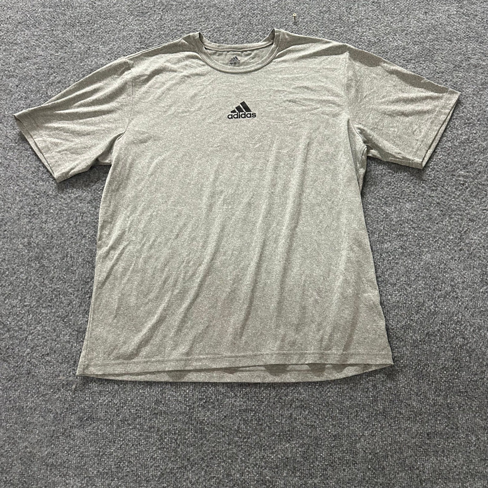 Adidas T-Shirt Mens XL Gray Heathered Short Sleeve Athletic Training Logo Tee