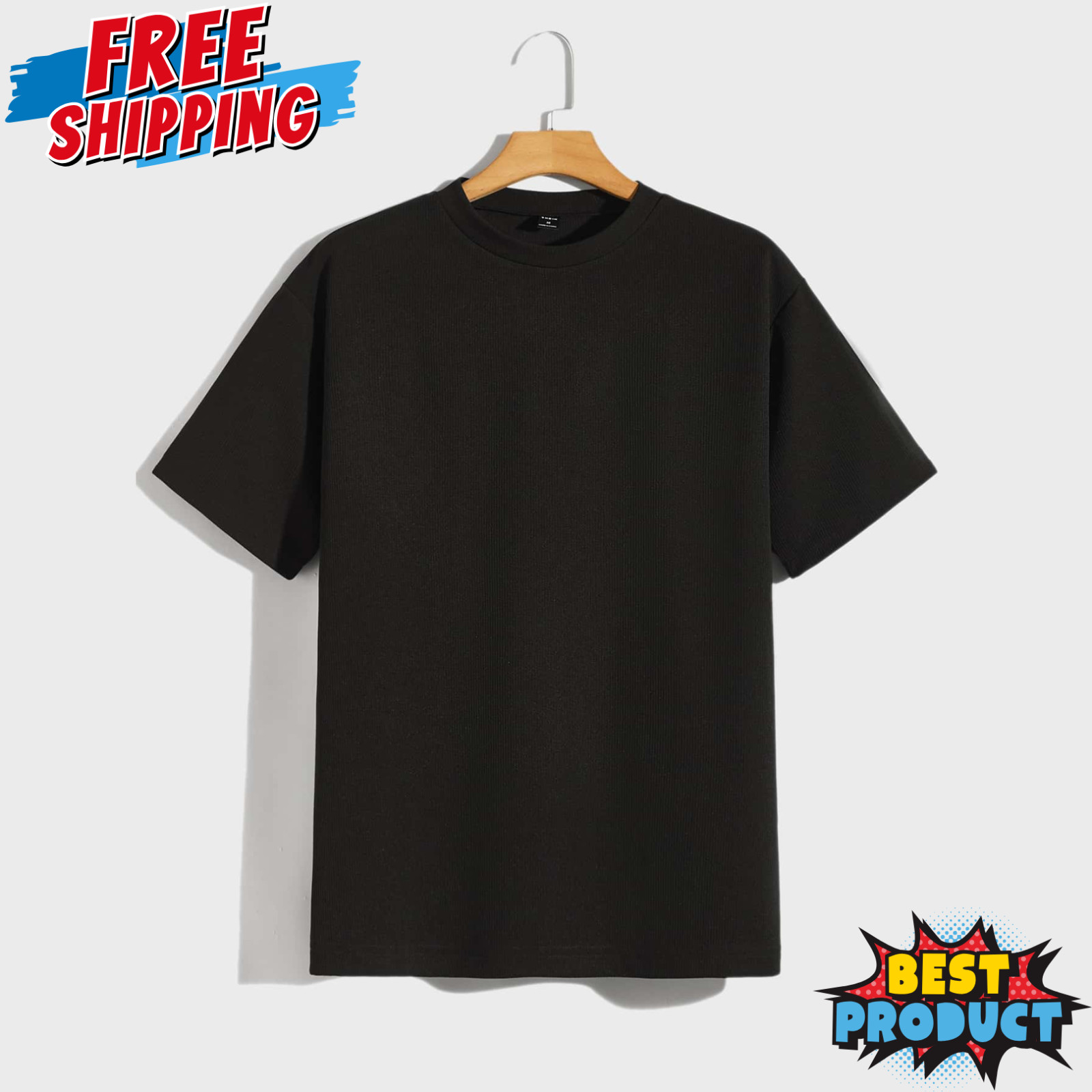 Men Drop Shoulder T-Shirt Versatile Casual Round Neck Half Sleeve Solid Colr Tee
