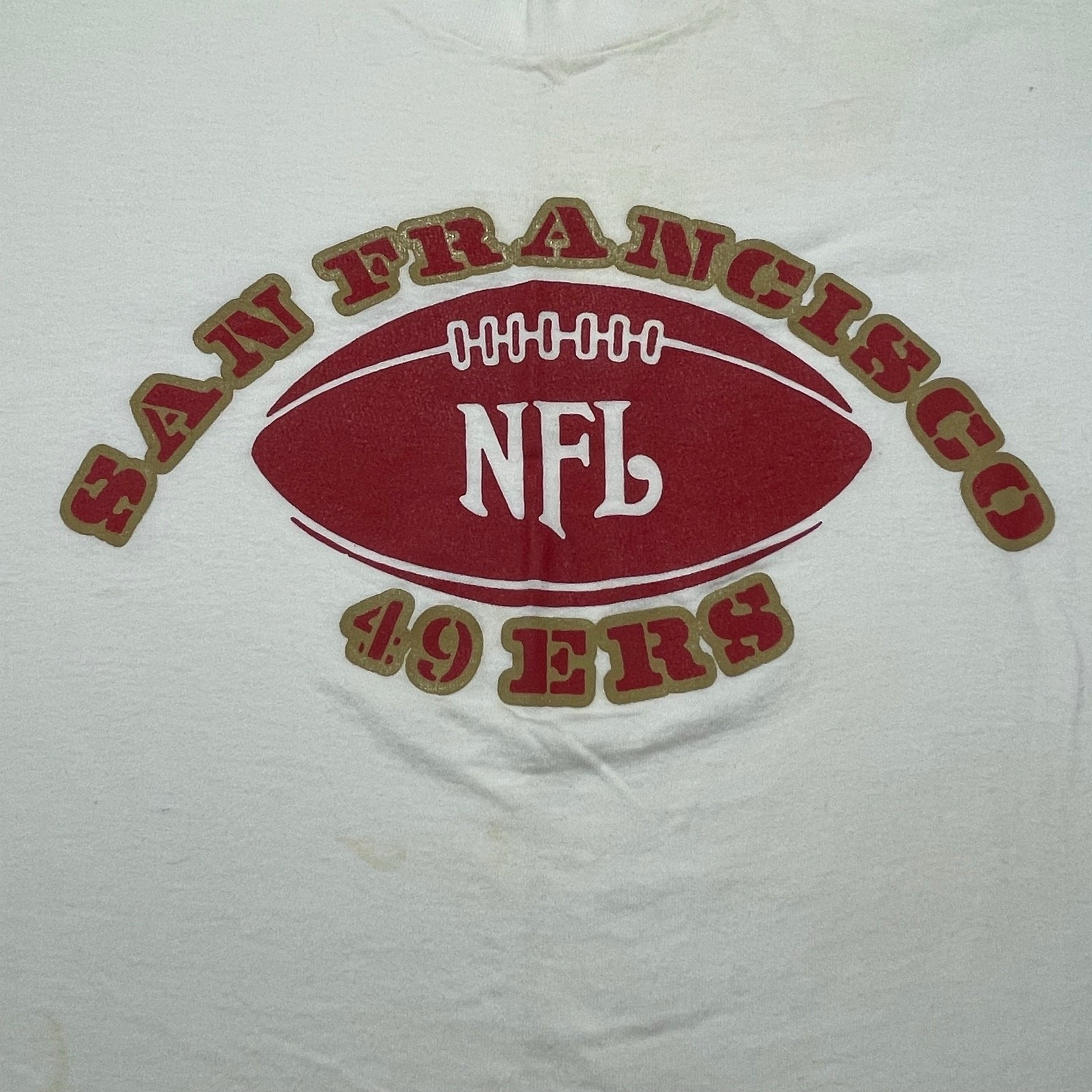 VTG 80s San Francisco 49ers NFL T-Shirt size L Bike Made in USA See Description