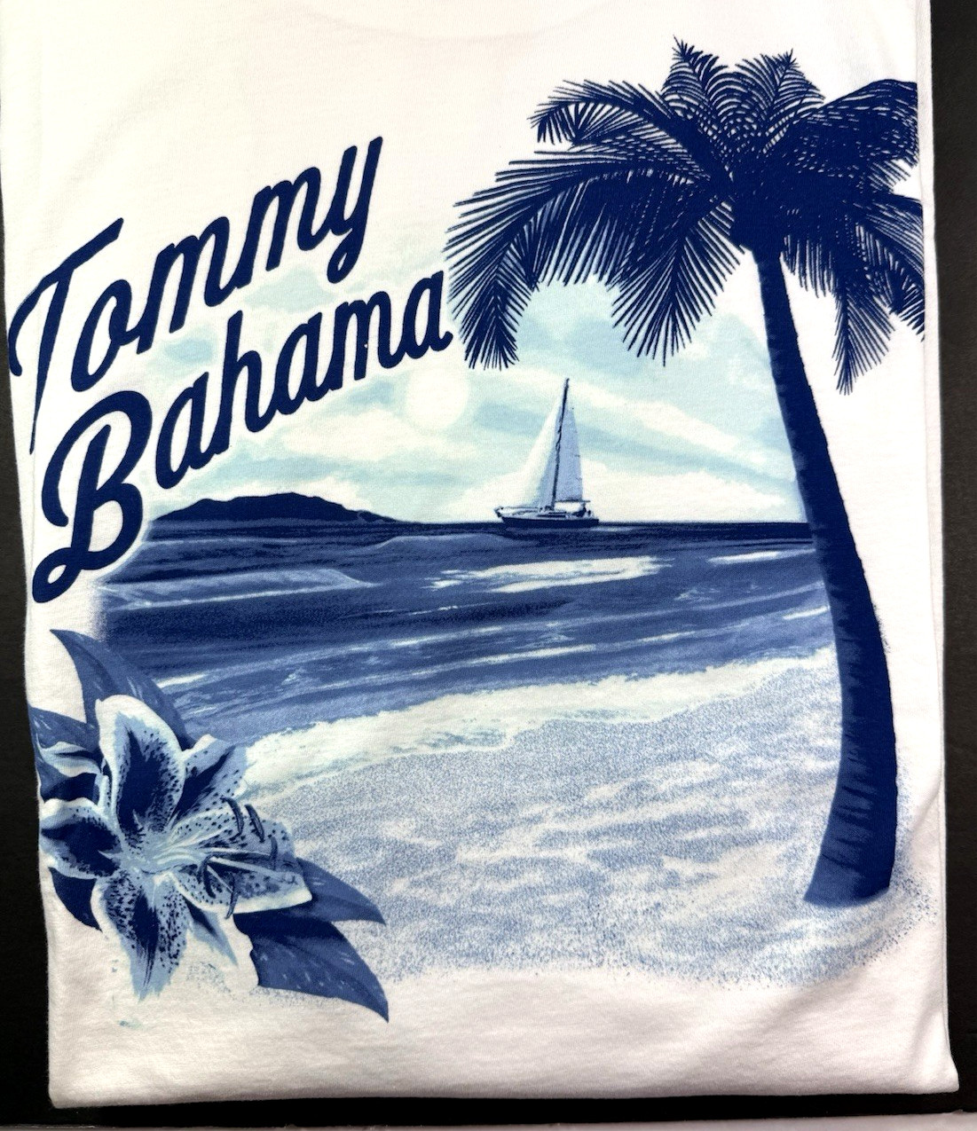 Tommy Bahama Men’s Graphic T / Big-Tall / White / 100% Cotton / AZUL SAILS