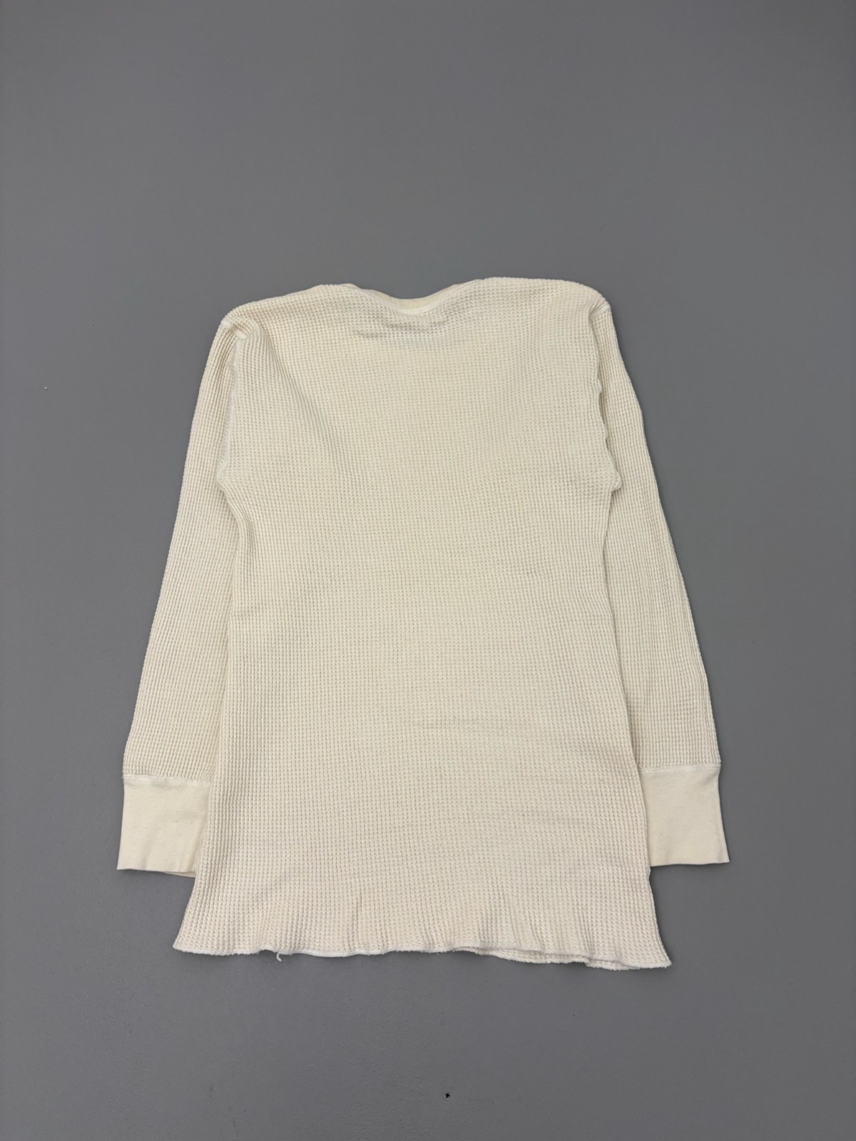Vintage 80s Northwest Territory Thermal Shirt Cream Waffle Knit Long Sleeve L