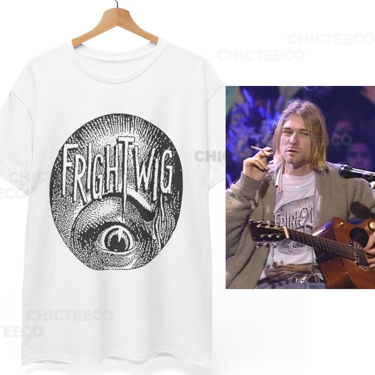 Kurt Cobain Fright Wig Shirt Nirvana Grunge 90s Music Unisex Tee