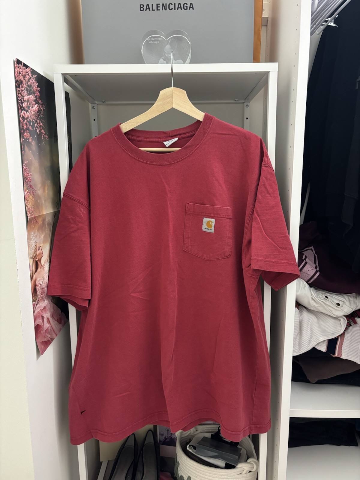 Carhartt Pocket T Shirt Men’s XL Red Faded Distressed Workwear Grunge