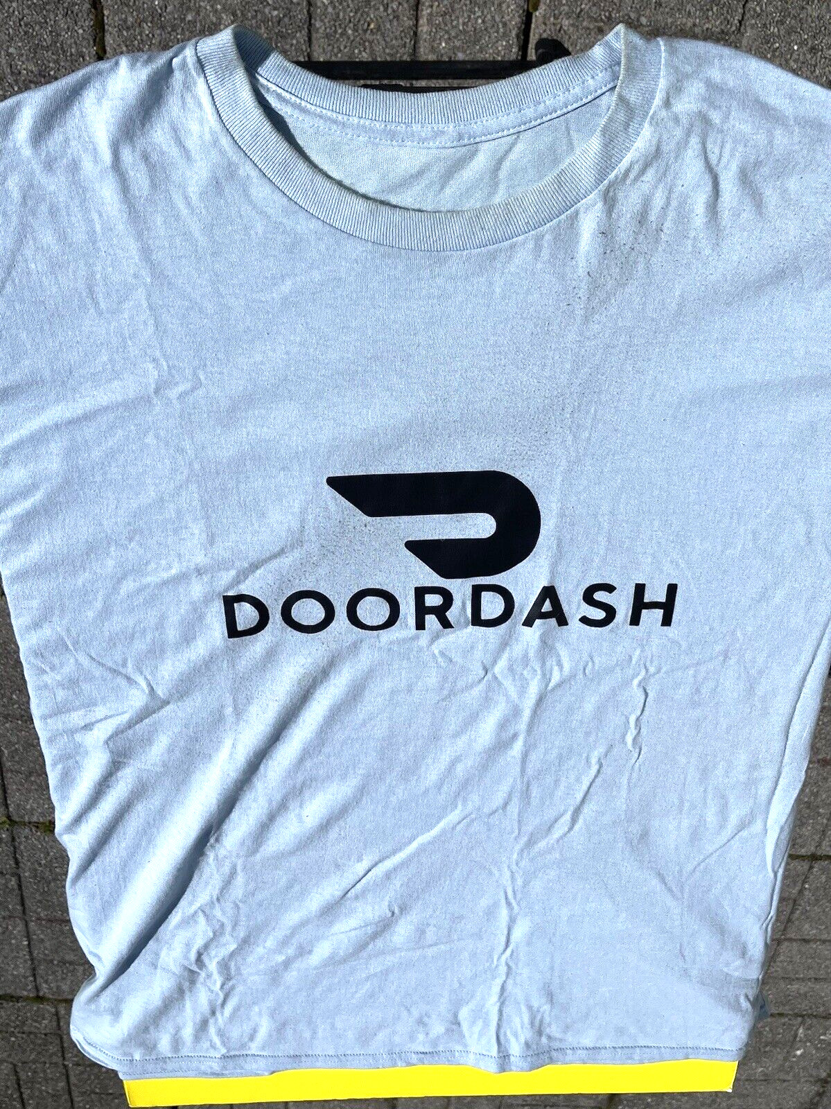 DoorDash Front & Back Food Delivery Driver SKY BLUE Short Sleeve 2XL Shirt *RARE
