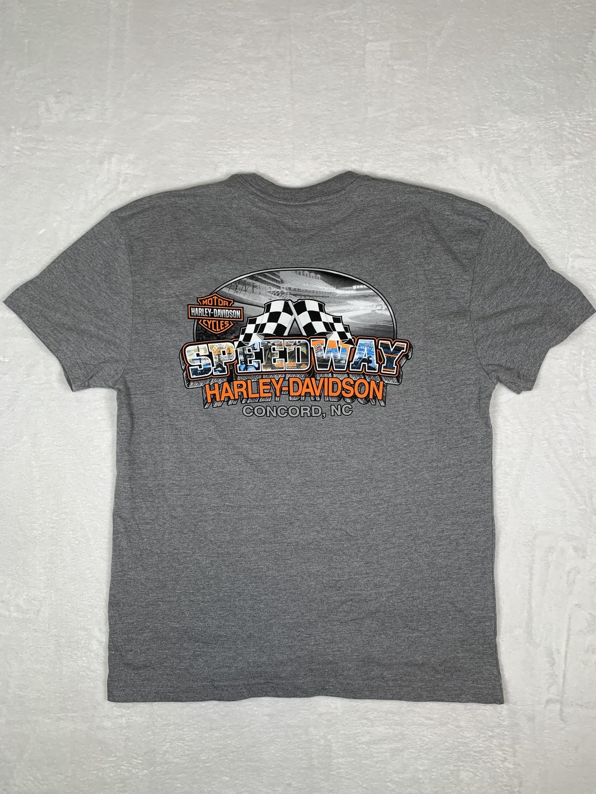 Harley-Davidson Shirt Mens Large Gray Pocket Speedway Concord NC Eagle NWOT