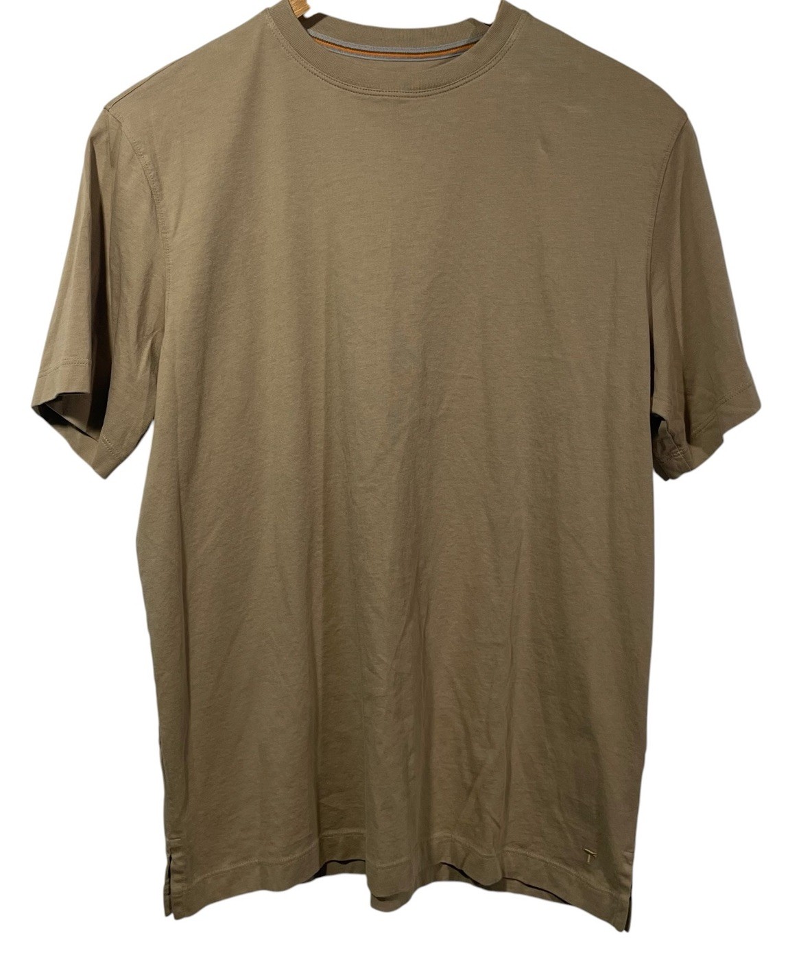 Left Coast Tee Shirt Mens M 100% Pima Cotton Crewneck Short Sleeve Tan Brown