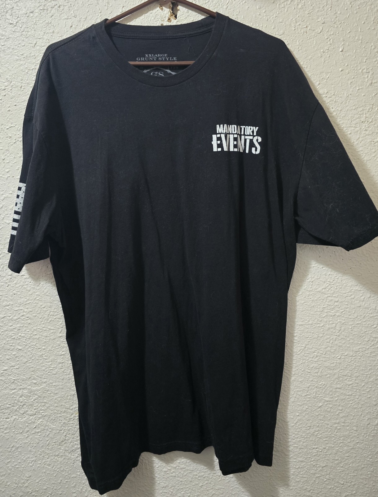 Grunt Style Black XXL T Shirt -Mandatory Events-Voluntold Staff- US Flag -NWOT
