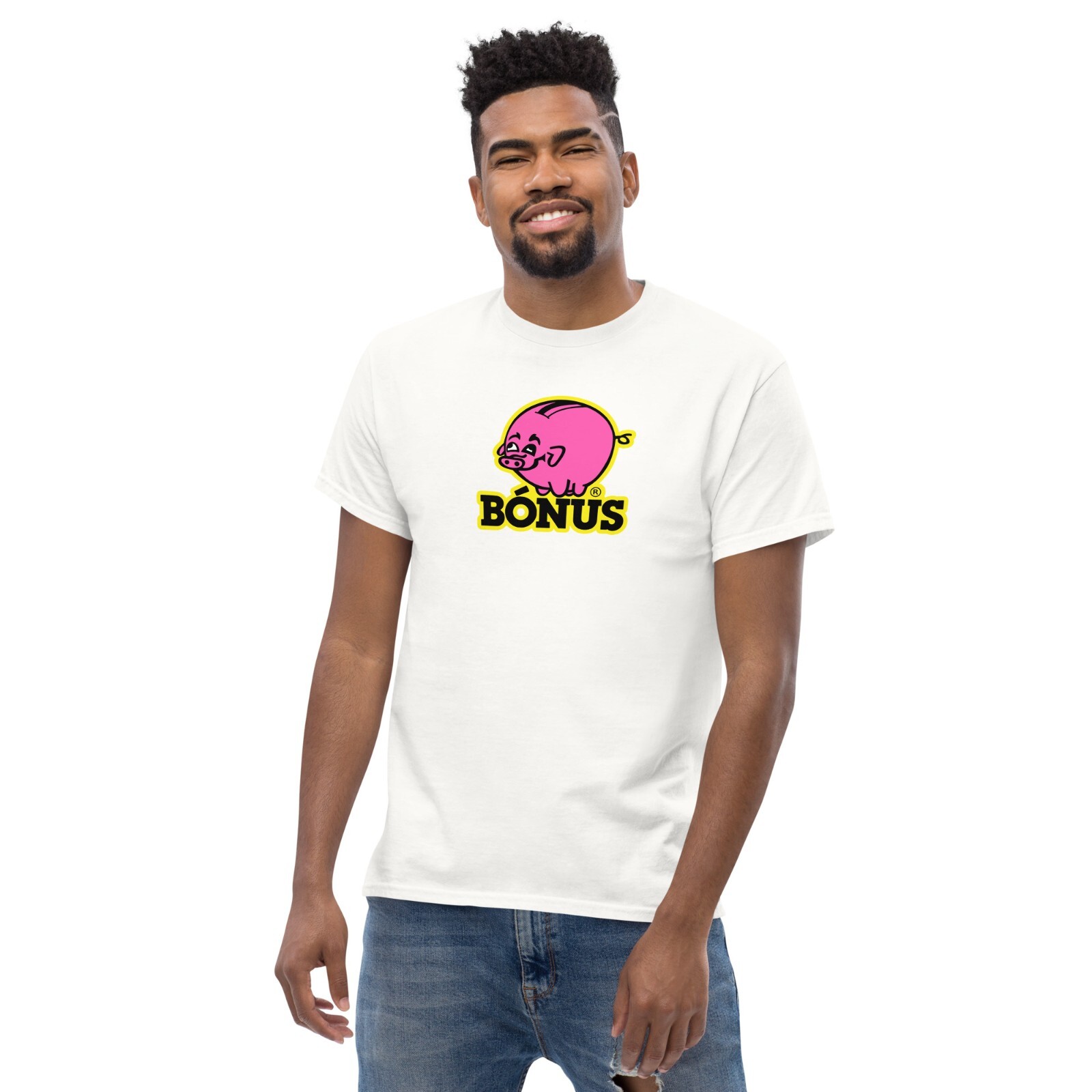 Bonus Iceland Supermarket Pink Piggy Bank Logo T-Shirt Bonus Iceland Tee