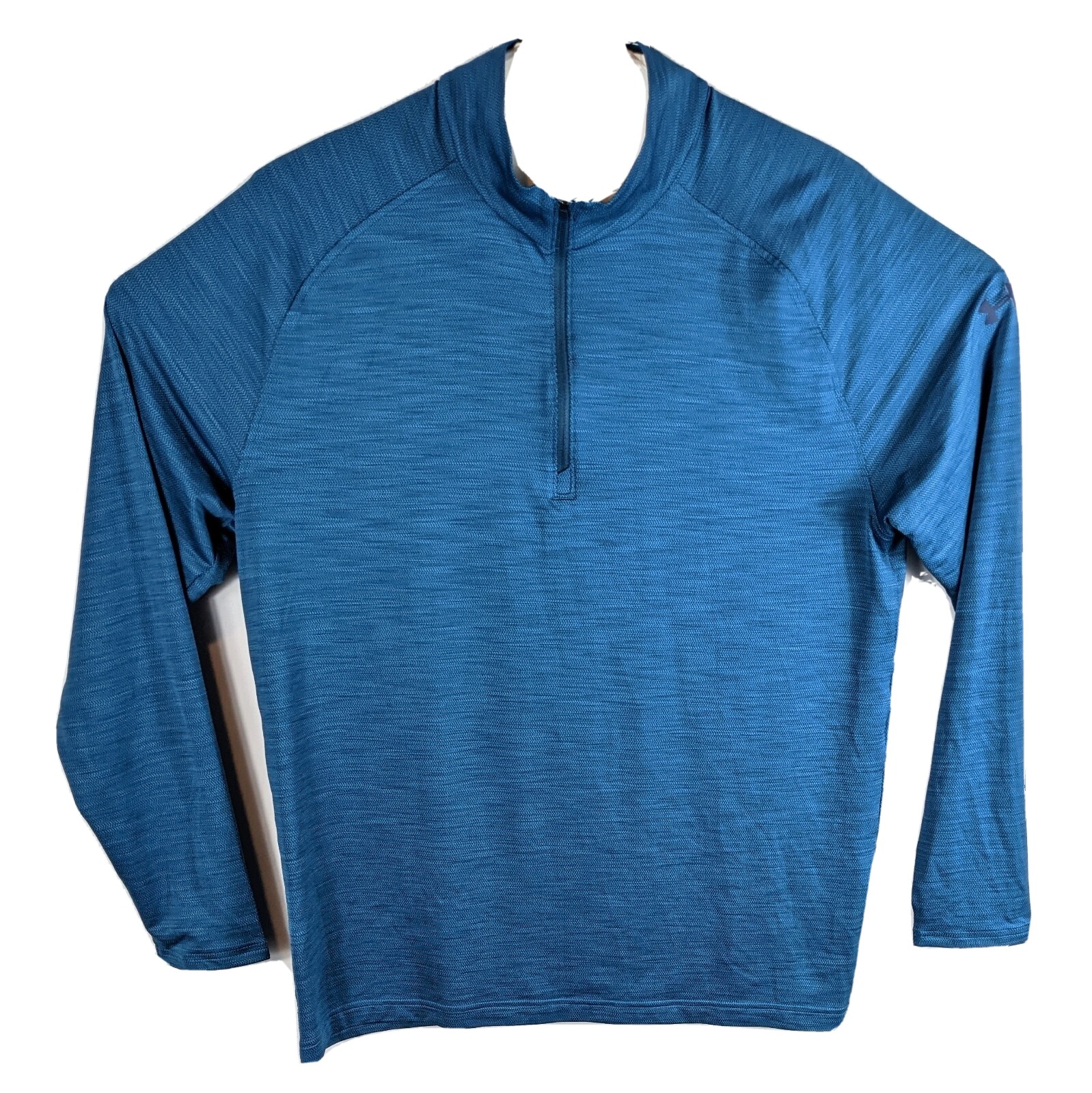 Mens Teal Turquoise 1/4 Zip Athletic Shirt Size Large Long Sleeve