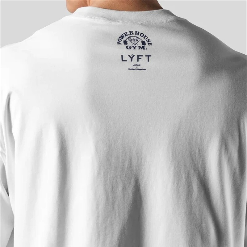Men Running Sports Cotton T-shirt Gym Fitness Bodybuilding Loose Printed Shirt