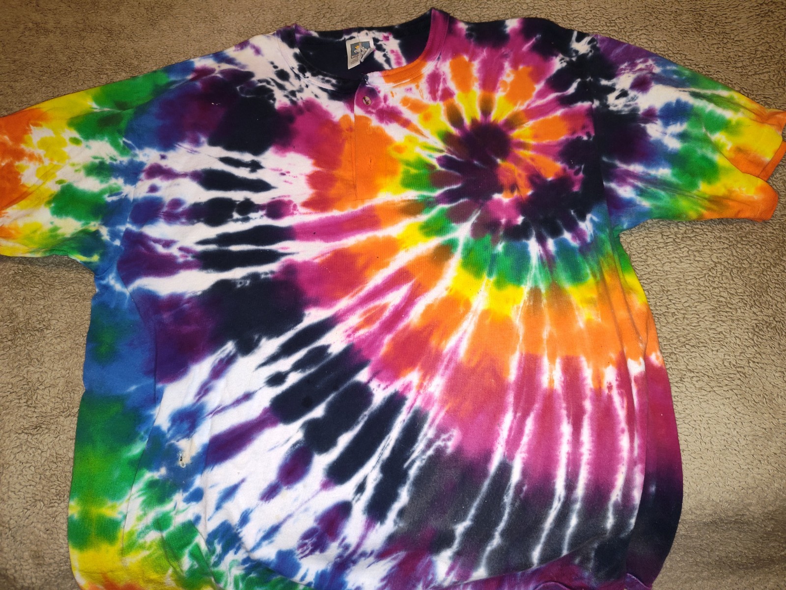 Tye Dye Henley Button Collar Long Sleeve Men’s XL Shirt