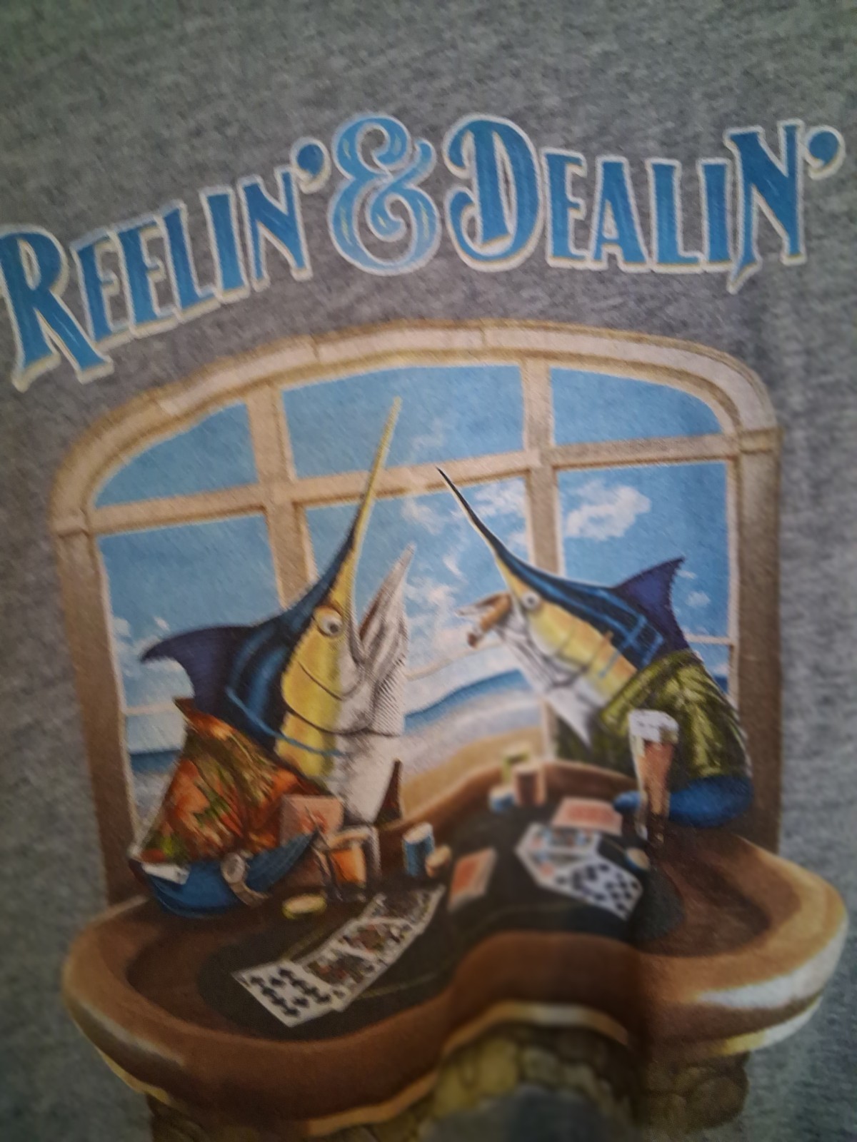 Tommy Bahama Men’s XXL Gray Short Sleeve Crew Neck Pocket Reelin’ & Dealin’ Tee