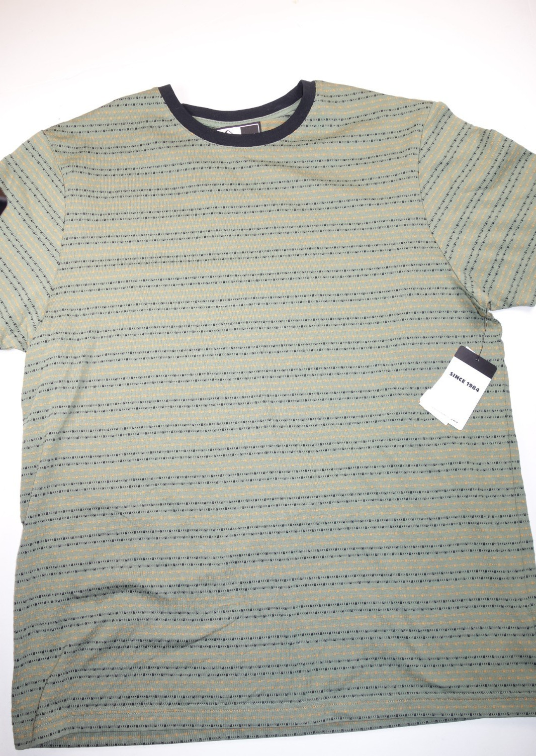 REEF Olivine Green Carlos Stripe Crew Neck Short Sleeve T-Shirt NEW Large