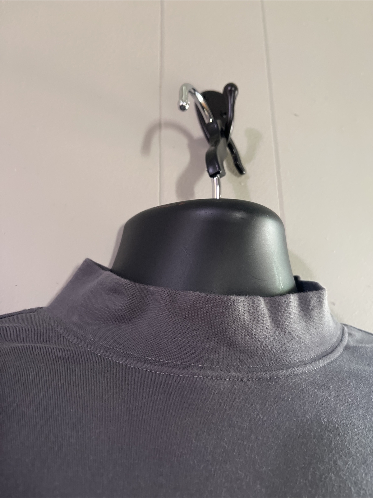 Mens XL High Neck LS Cotton Baselayer Tops T-Shirt Turtle Neck gray Tee Bin B8