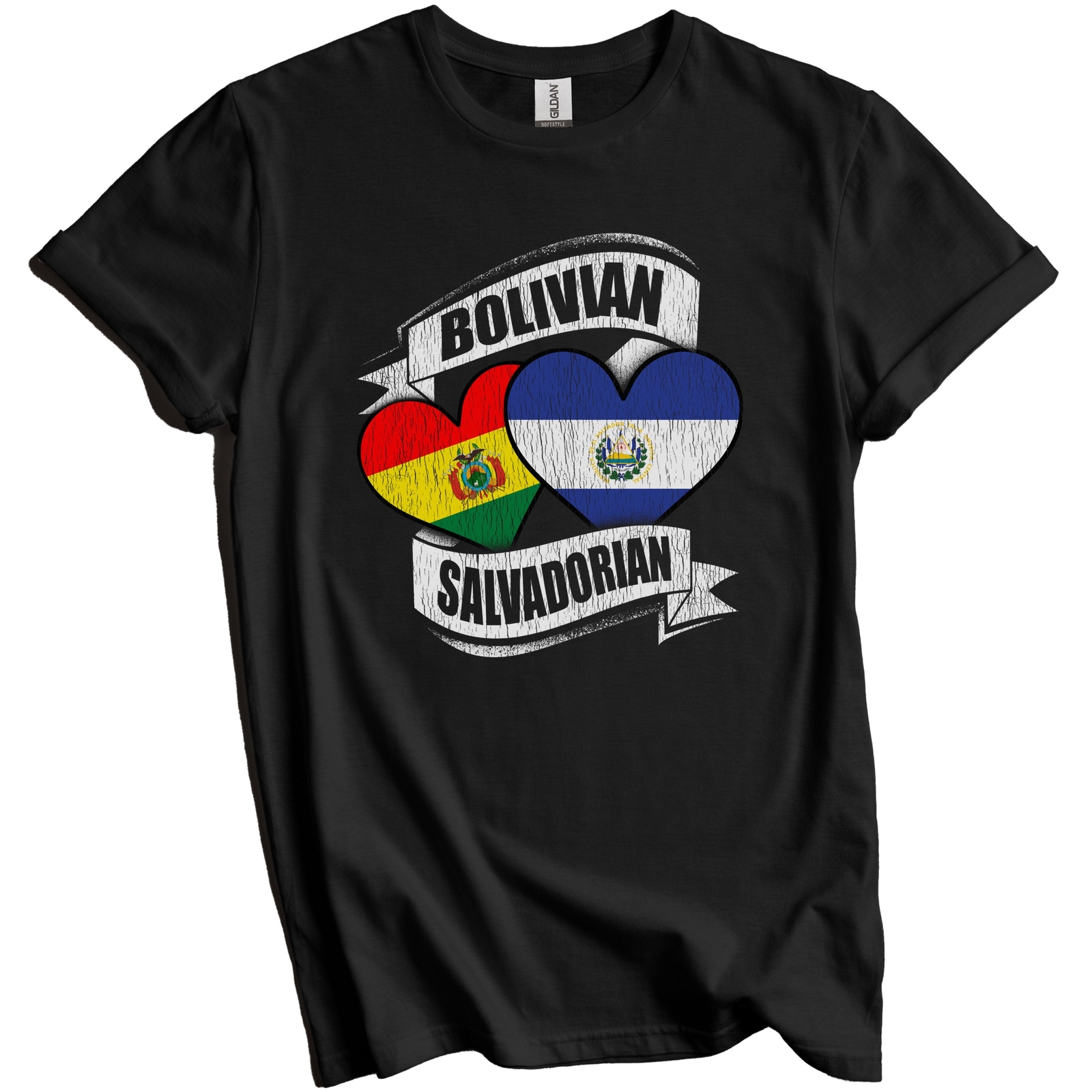 Bolivian Salvadorian Hearts Bolivia El Salvador Flags T-Shirt