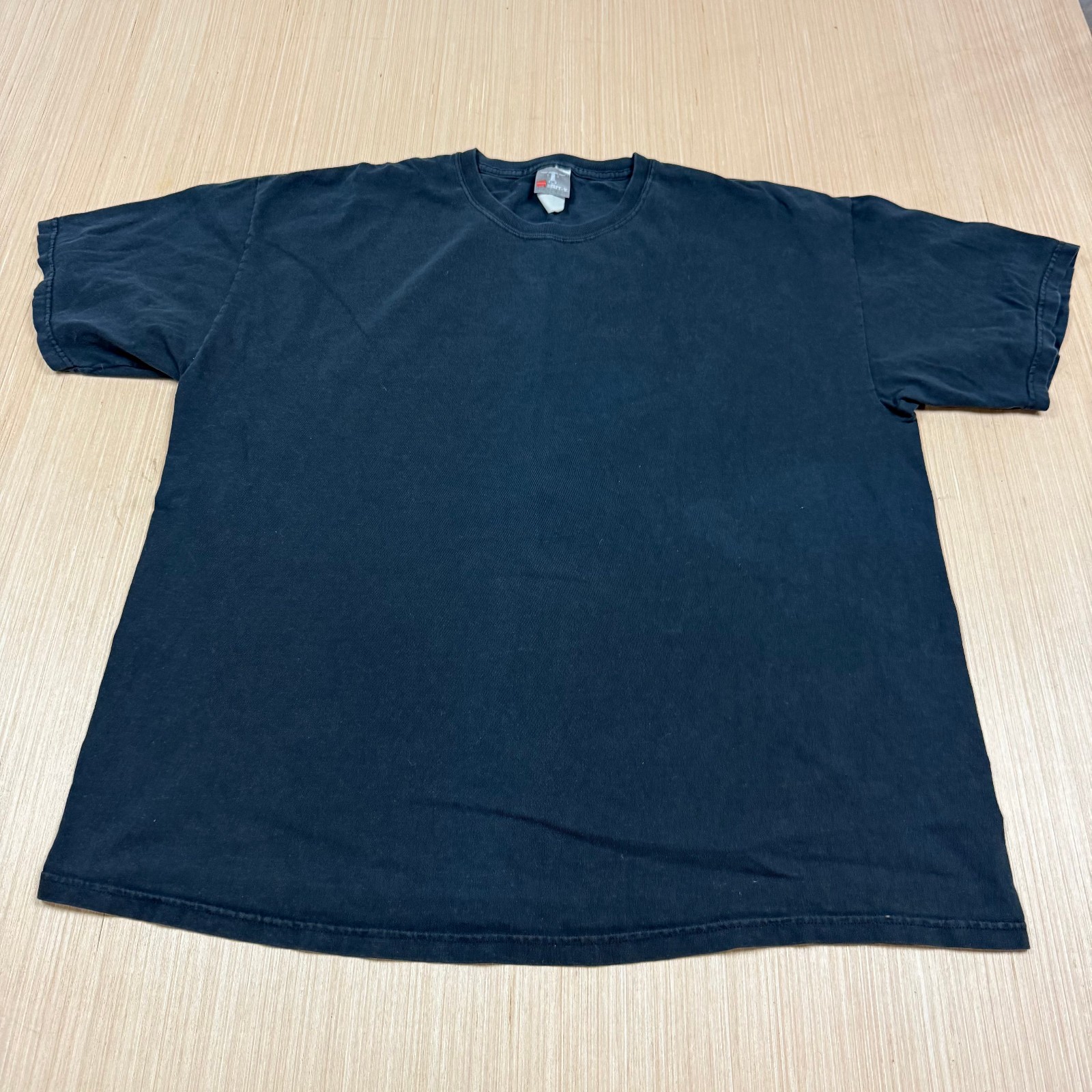 Vintage 90s Hanes Beefy Faded Black T Shirt Plain Essential Basic XL