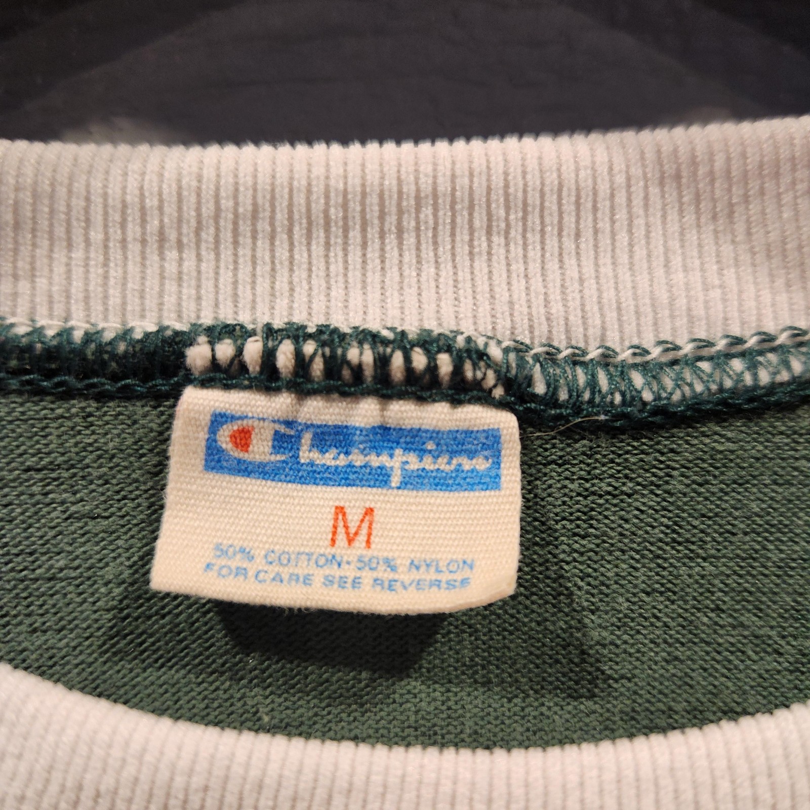 Vintage Champion Dartmouth High Shirt Mens Medium Green 36 Football Ringer 70s