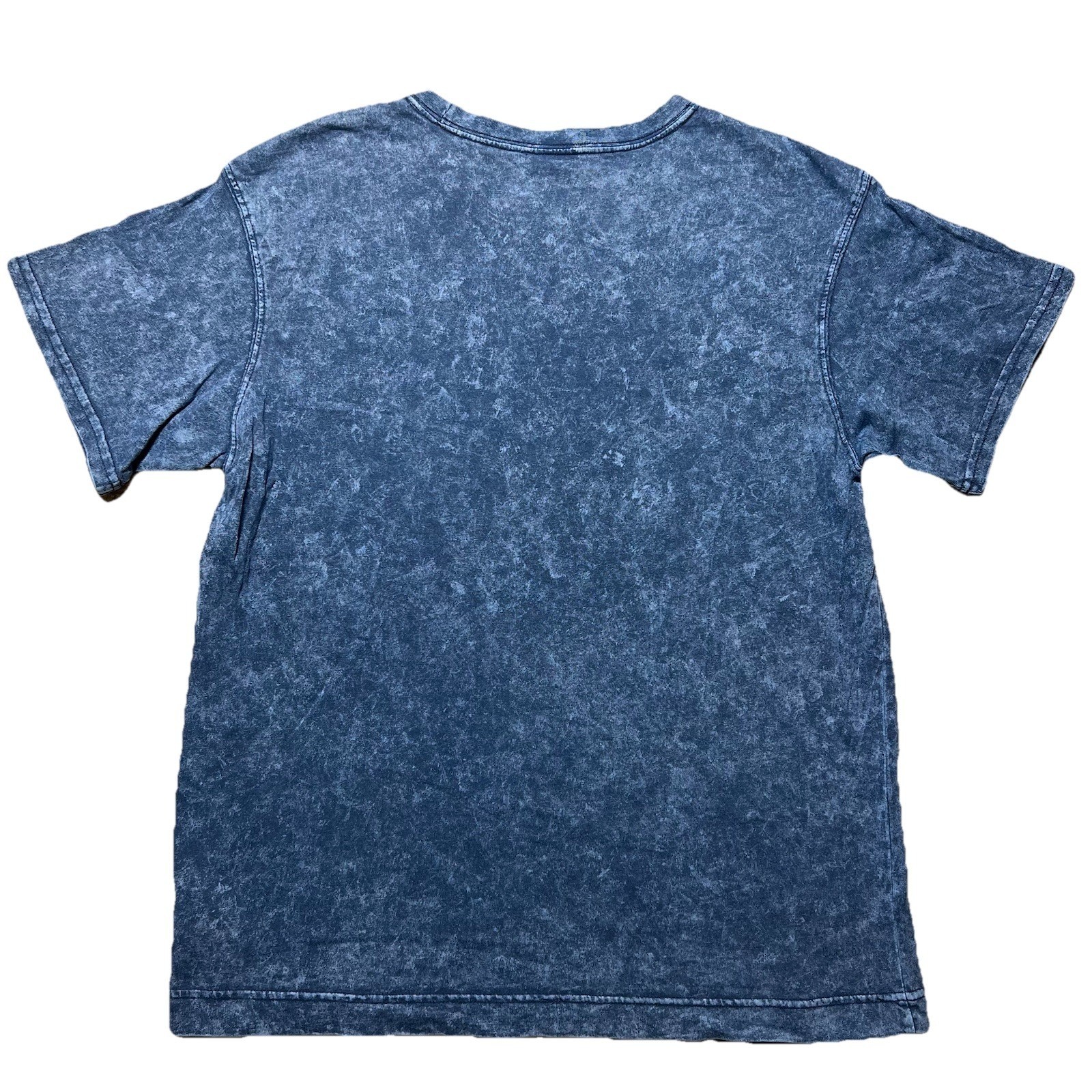 Champion Navy T Shirt Acid Wash Marbled Script Sleeve Logo Sportswear Mens L