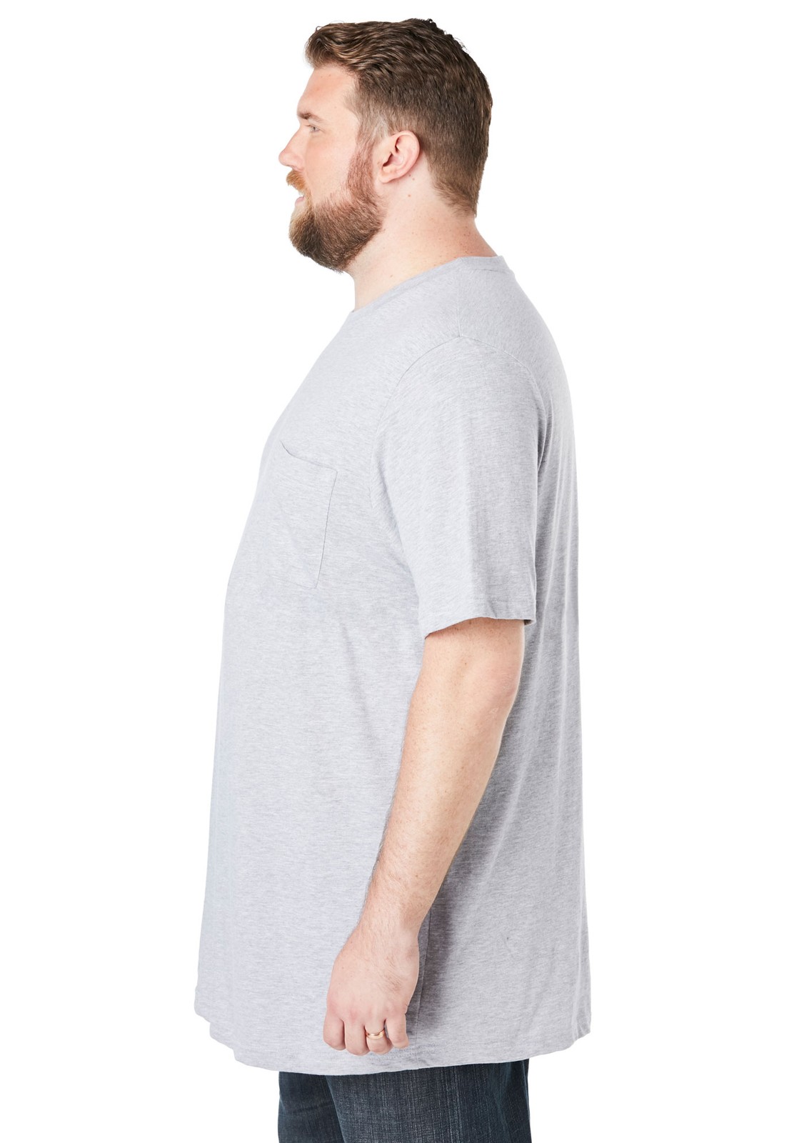 KingSize Shrink-Less Lightweight Longer-Length Crewneck Pocket T-Shirt