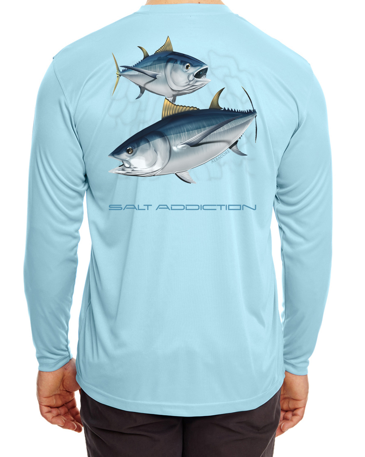 Salt Addiction microfiber Albacore Tuna fishing long sleeve life t shirt 30+ uv