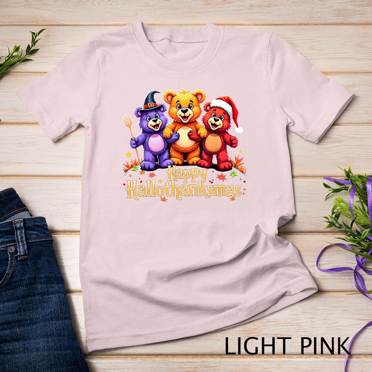Hallothanksmas Bears Tee Halloween Thanksgiving Christmas T-Shirt Unisex T-shirt