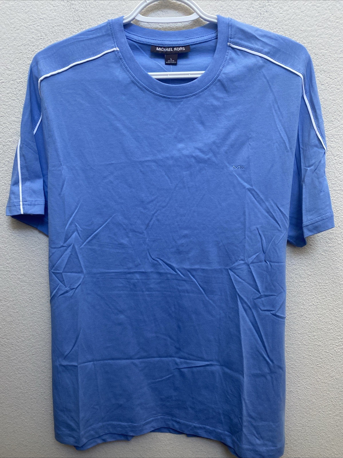 NEW Michael Kors Men’s Large Blue T-Shirt Crew Neck “Holiday 1” NWT $69.50