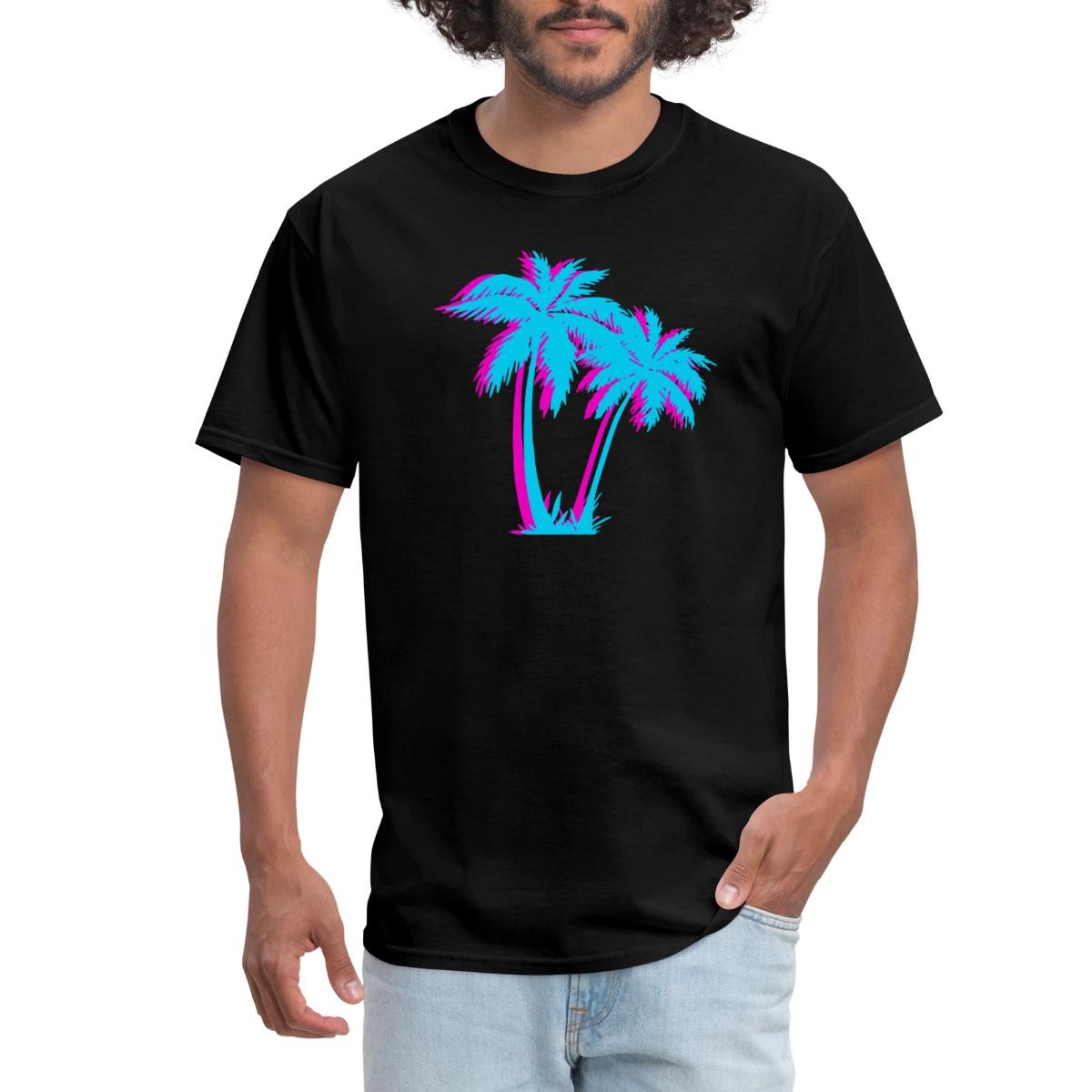 Palm Trees Neon Streetwear Vaporwave Aesthetic Men’s T-Shirt