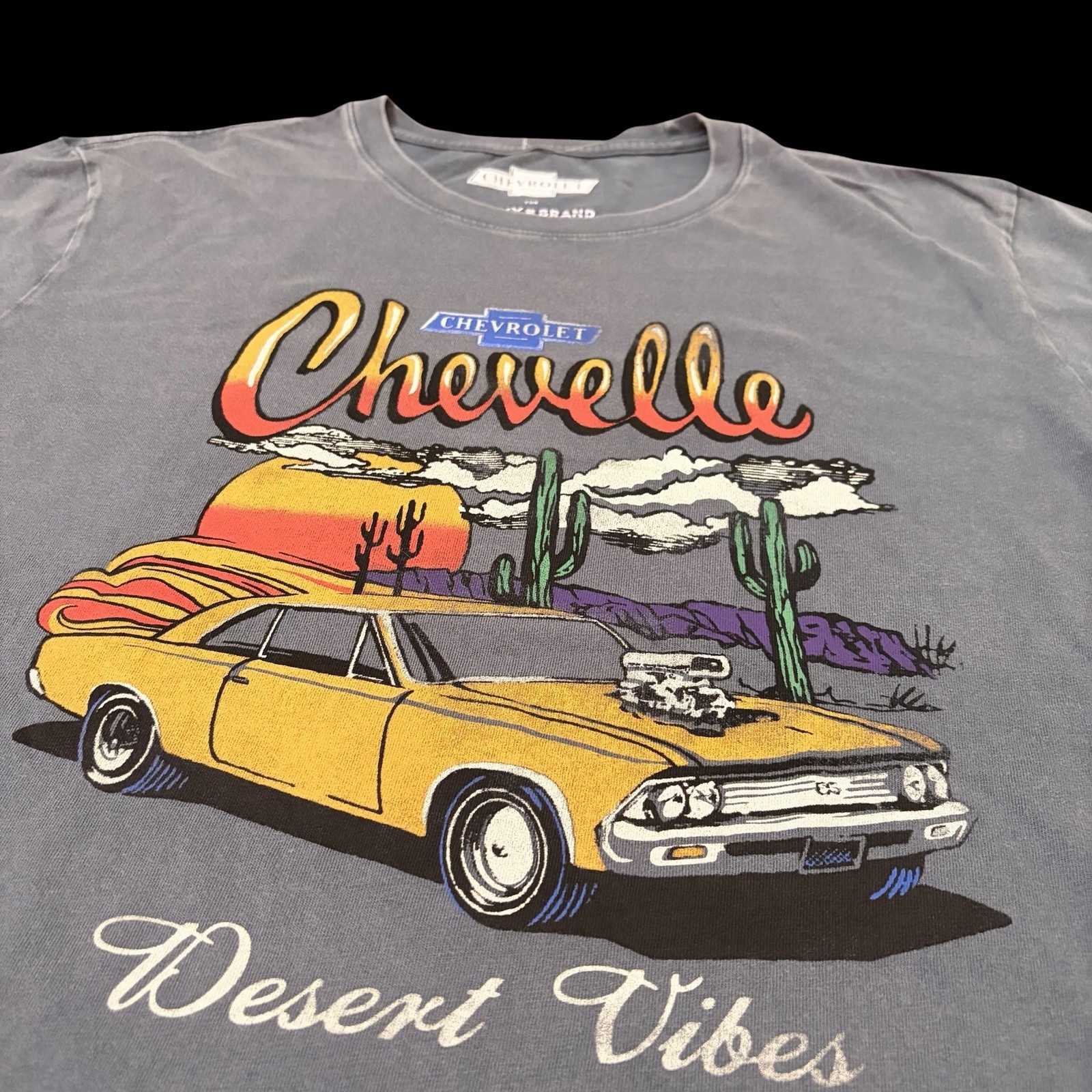 100% Cotton Lucky Sz L New Chevrolet Tshirt Teal Gray Vintage Appeal