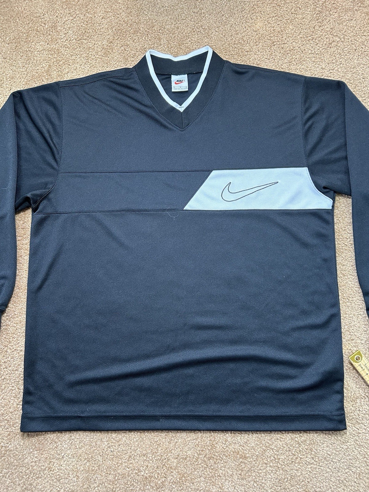 Vintage Nike Long Sleeve Shirt 90s–00s Black White Swoosh Pullover Mens Large