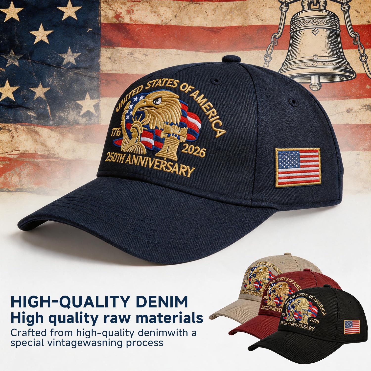 250th Anniversary USA Hat Adjustable United States 250th Anniversary Hat Ret…