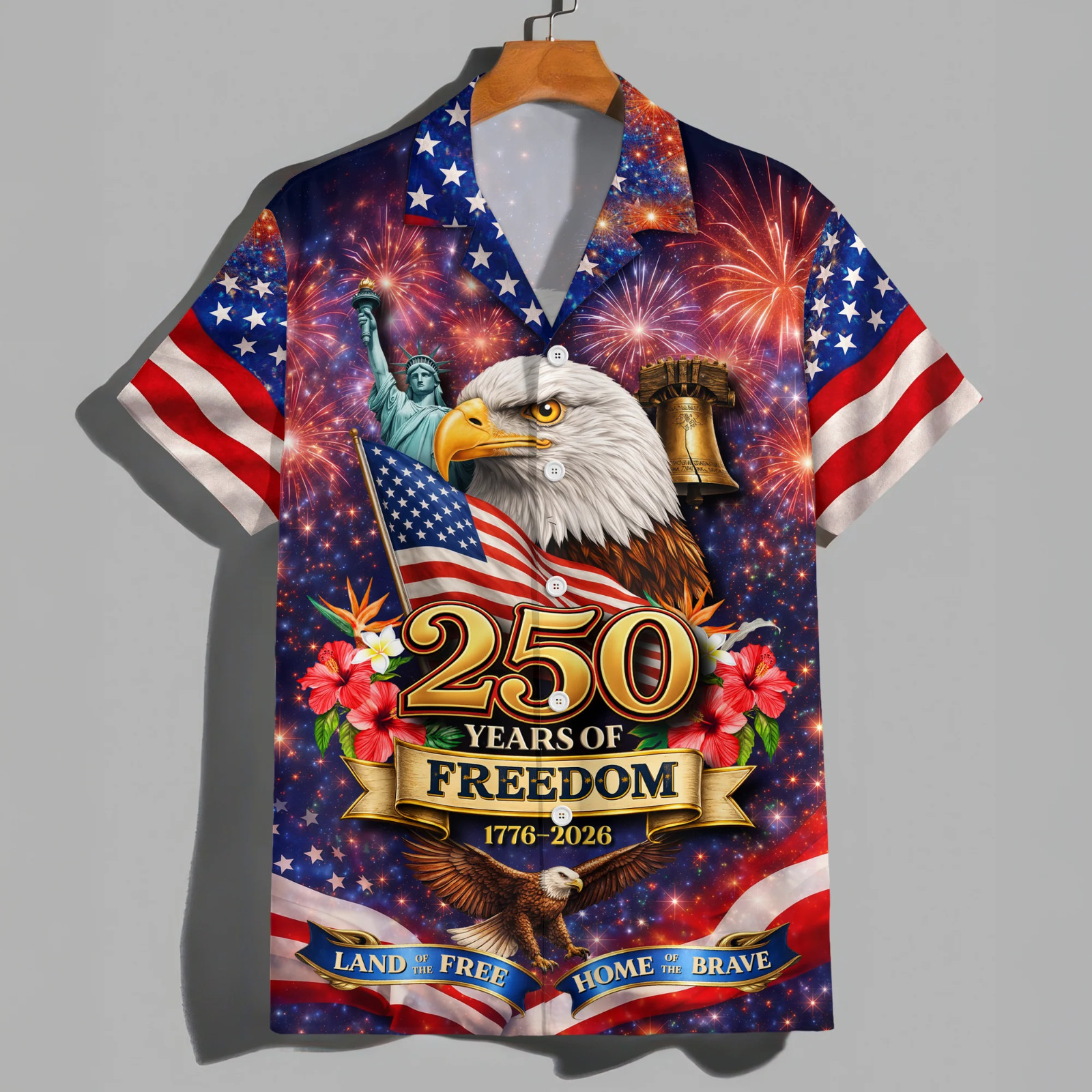America 250th Anniversary Hawaiian Shirt, 250 Years Of Freedom Button Shirt