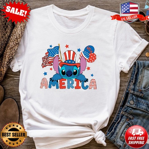 America Stitch T-Shirt, Happy 4th Of July Shirts, Disney USA T-Shirt | S to 5XL