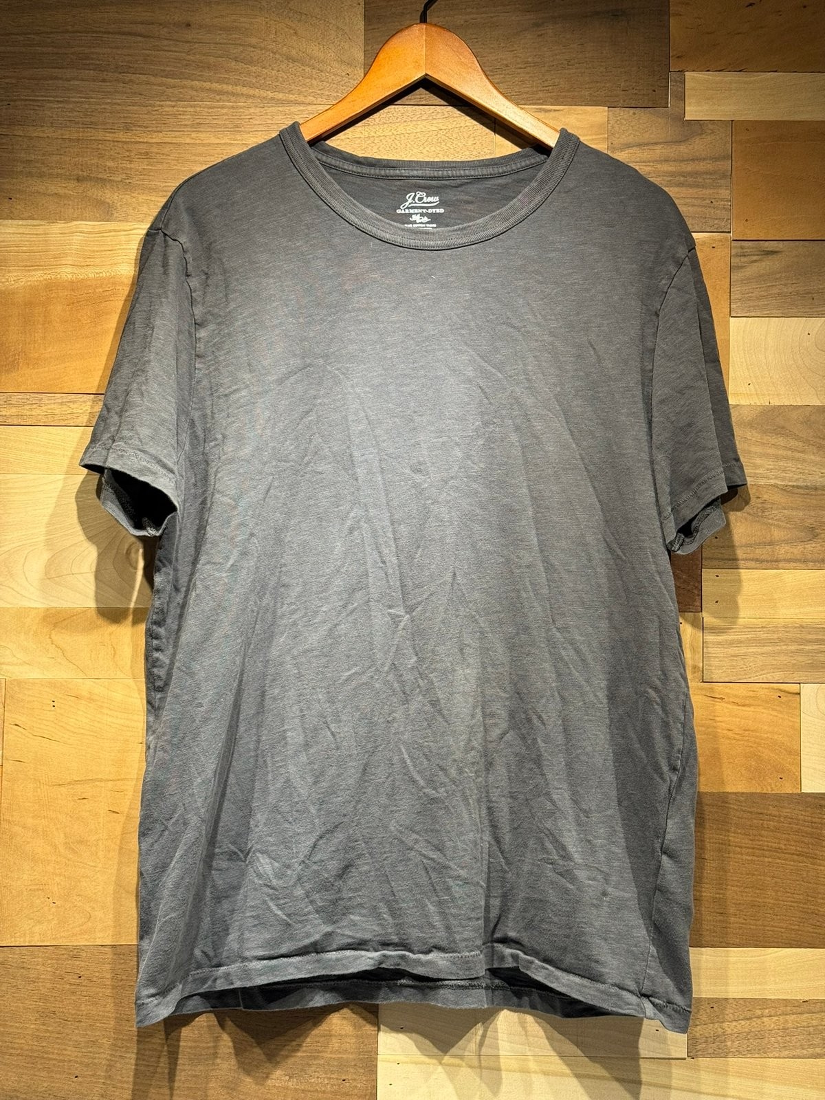 J.Crew Washed Short Sleeve Slub Cotton T-shirt Charcoal Gray Men Size Large L
