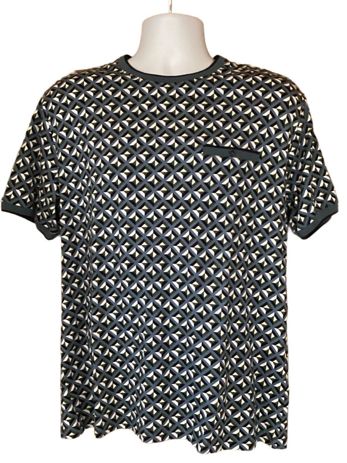 Denim & Flower Ricky Singh Textured Shirt With Geometric Pattern Men’s Large