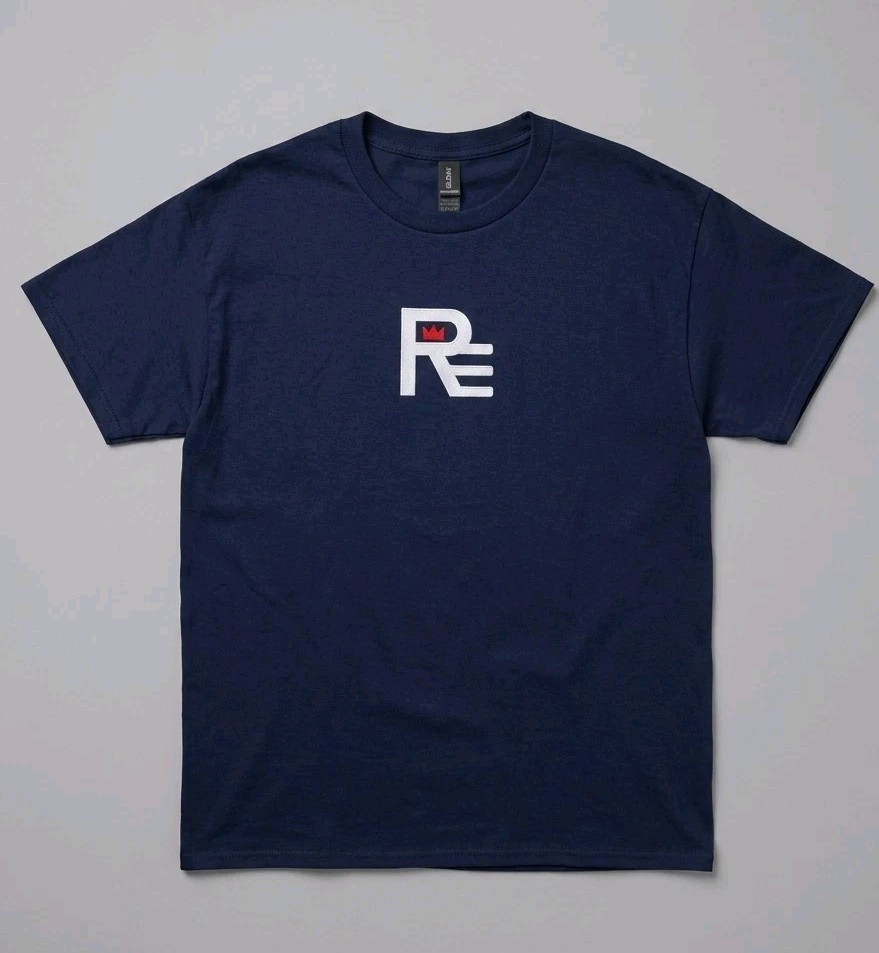 Size Large blue Cotton Crew Neck T Shirt Short Sleeve By Private Label