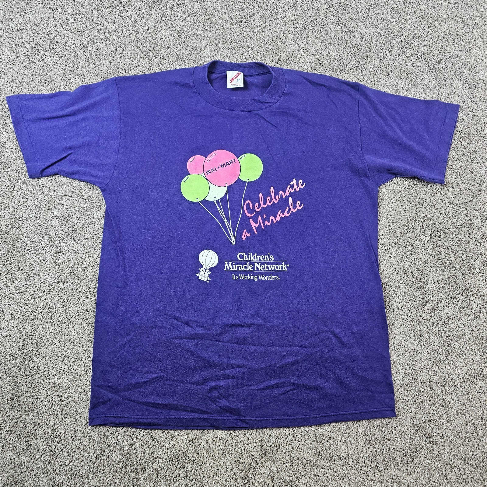 Vintage Walmart Shirt Mens Large Purple Childrens Miracle Network 90s USA Made