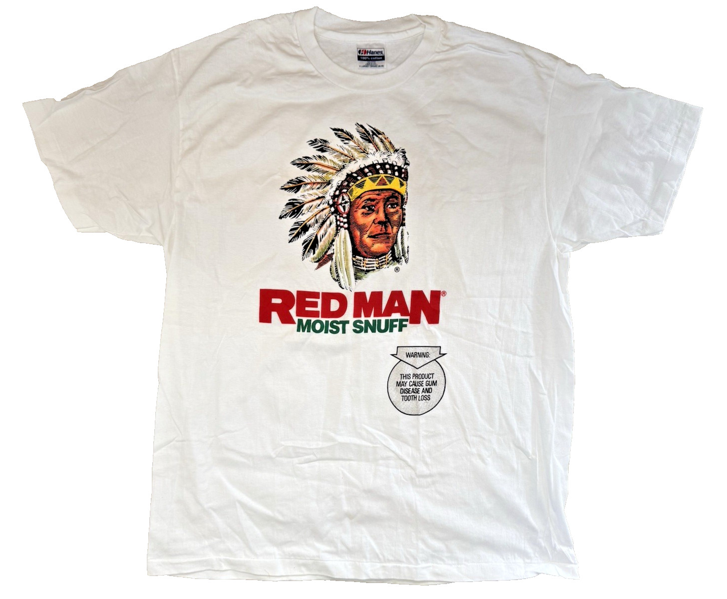 NOS Vintage 90s RED MAN Moist Snuff T-SHIRT Indian TOBACCO Tee SINGLE Stitch XL