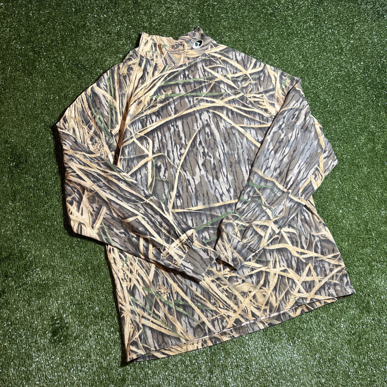 Vintage Mossy Oak Camouflage Shirt Large L Brown Camper Fishing Hiker Boat