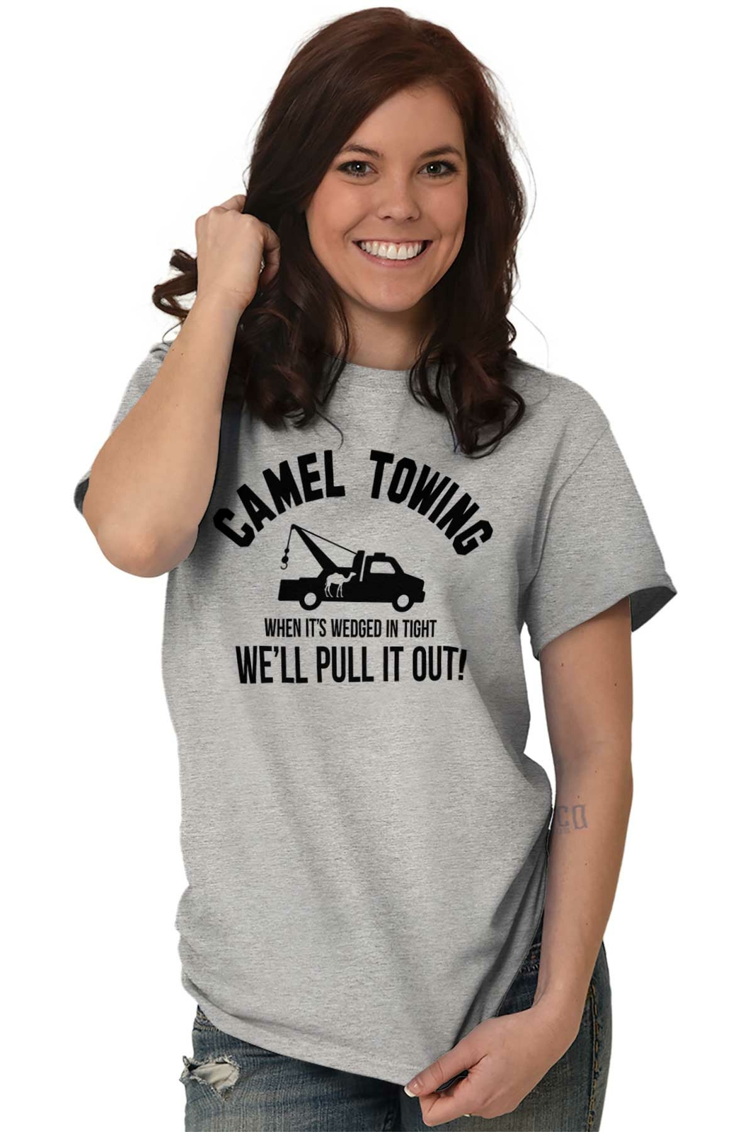 Camel Towing Funny Camel Toe Gym Workout Womens or Mens Crewneck T Shirt Tee