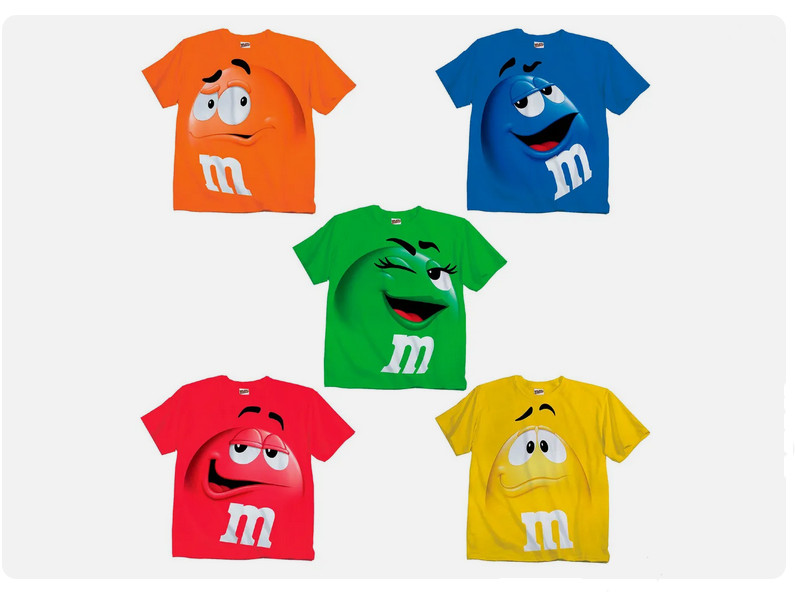Adult & Youth Kids M&M’s M&M Face Chocolate Candy Costume T-Shirt Tee M M Shirt