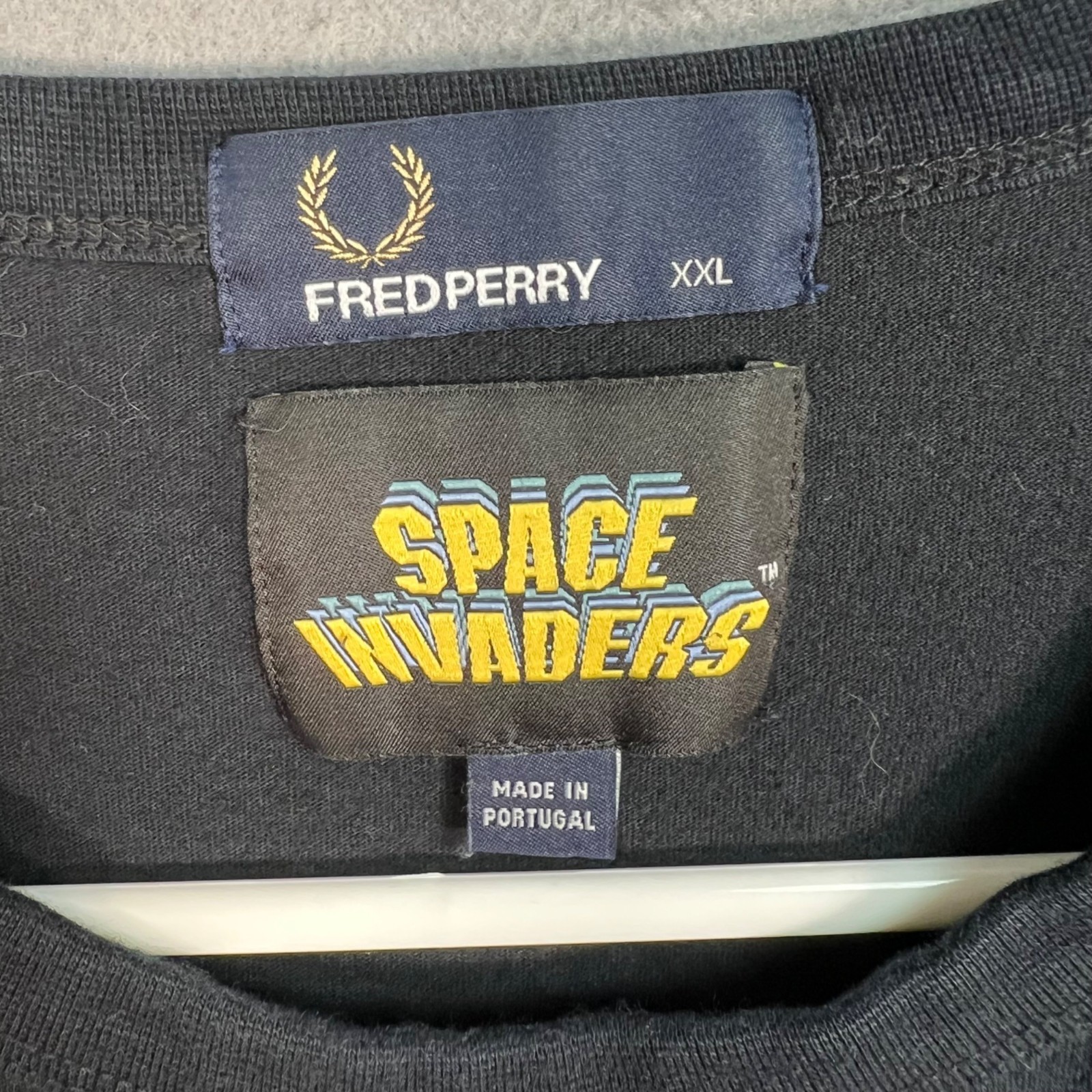 Fred Perry X Space Invaders Black T-Shirt Mens Size XXL Cotton