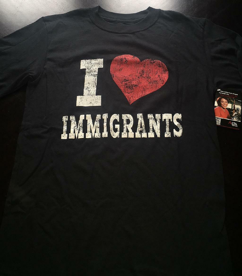 I Love Immigrants Adult Tshirt Medium Alta Gracia Apparel Dominican Republic