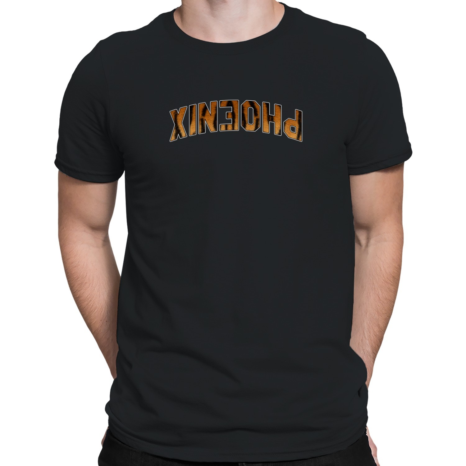 PHOENIX Animal Print Bold Lettering Men’s T-shirt