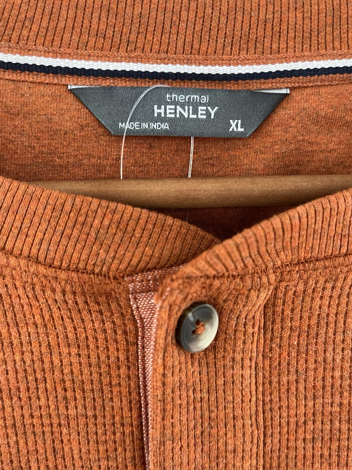 Therma Henley Men’s Rust Shirt Waffle Knit Cotton Blend Thick Fall XL New