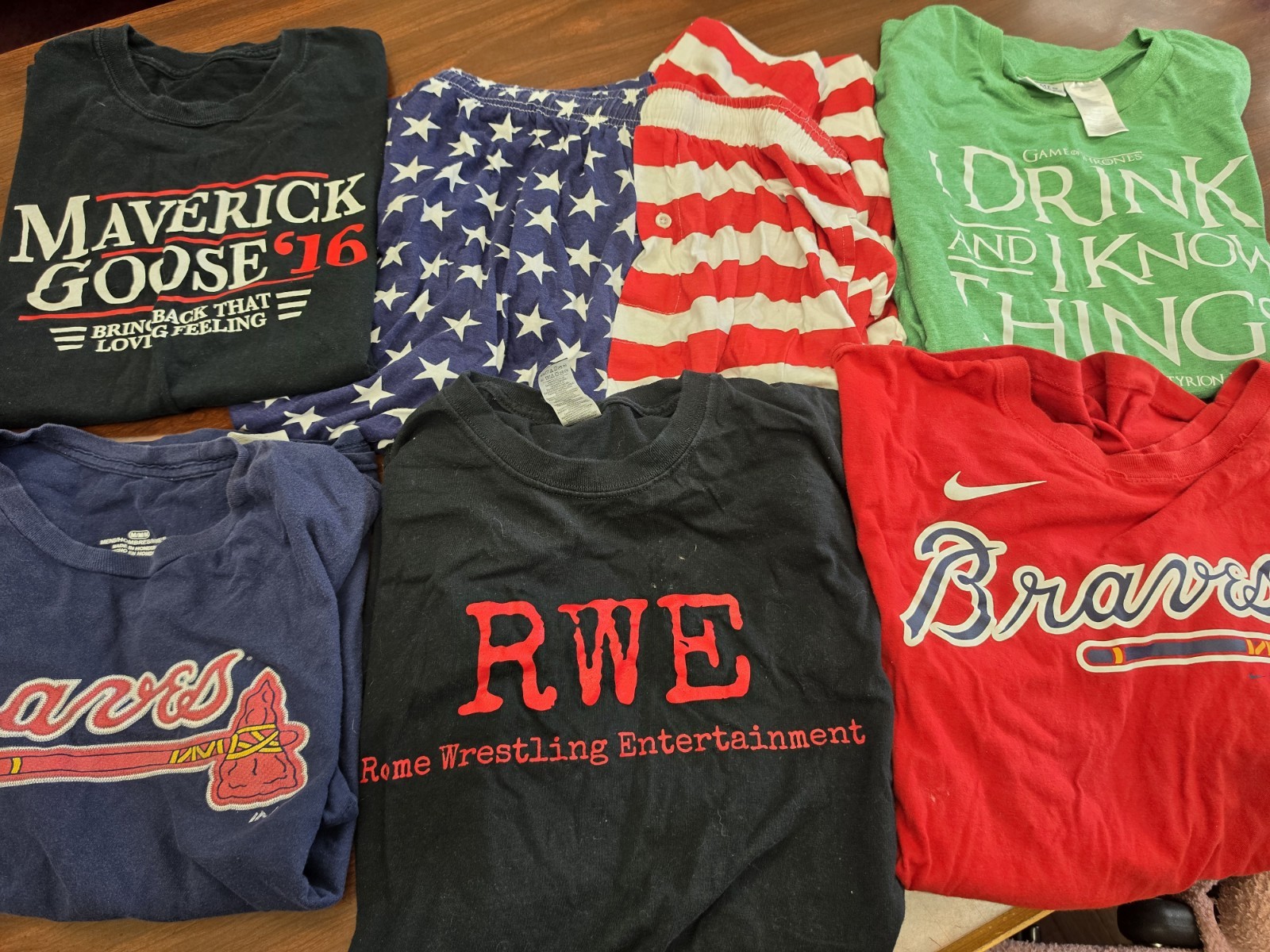 Wholesale Mens Graphic T Shirt Lot Size M XL Atlanta Braves Game of Thrones 6 pc