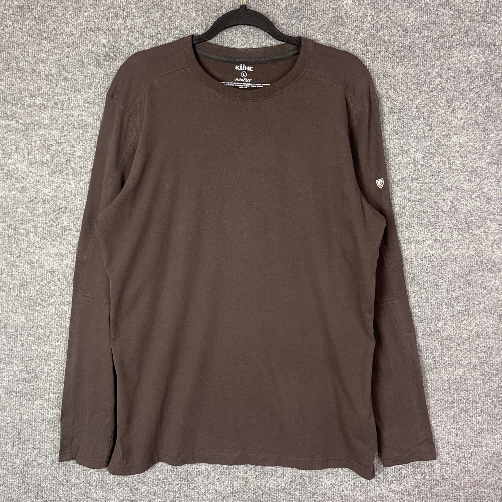 Kuhl Wildfibre Mens Large Brown Long Sleeve 100% Organic Cotton T-Shirt RN
