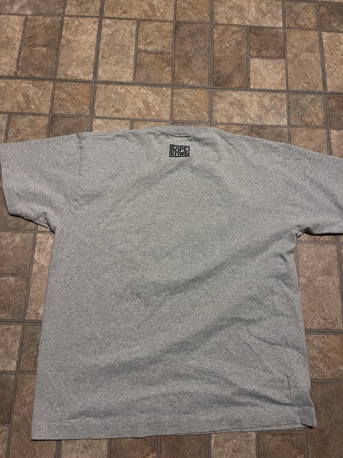 A Bathing Ape BAPE Gray Ape Head Logo Graphic Cotton Knit Tee Crew Neck L