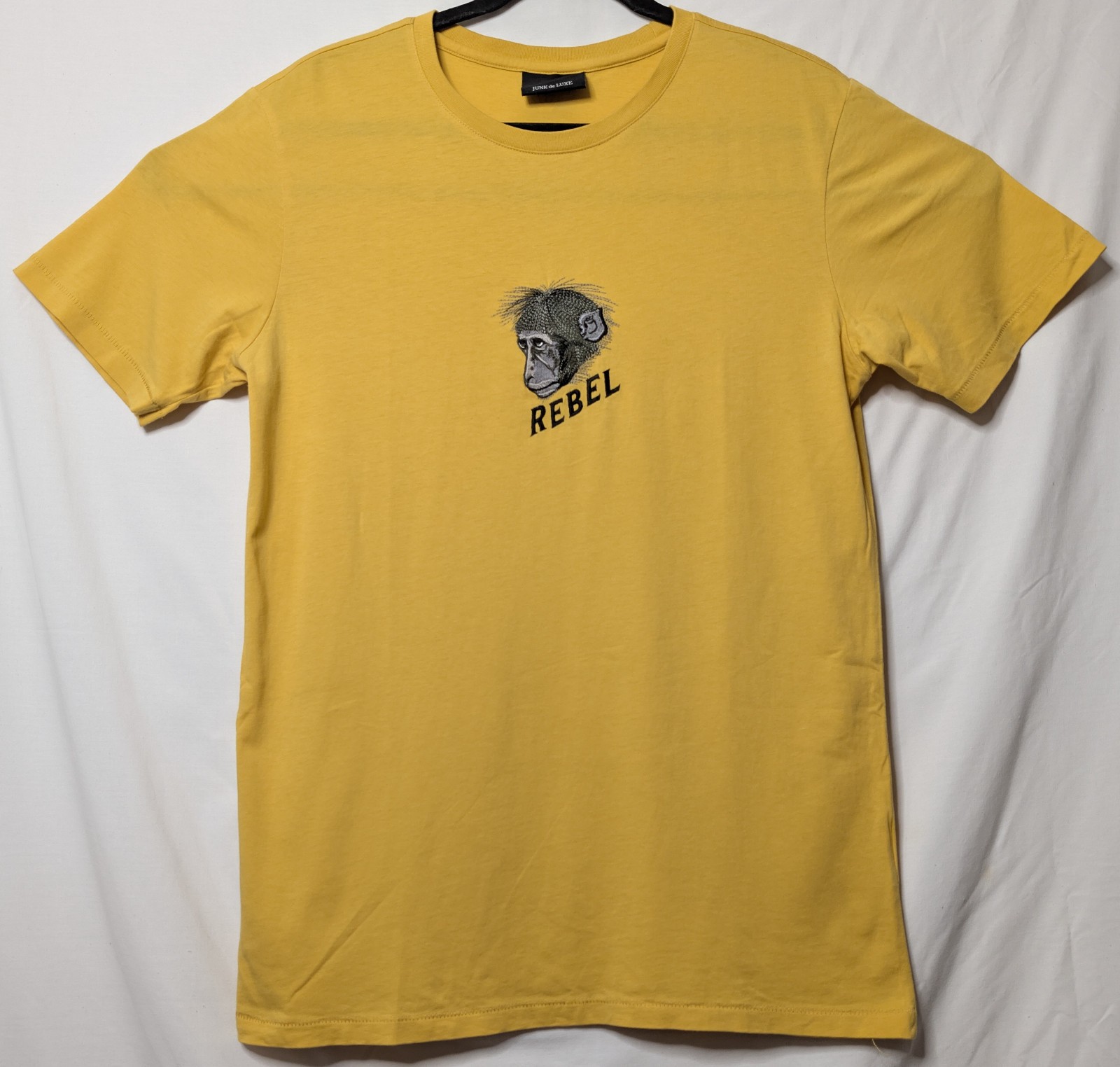 Junk de Luxe Monkey Artwork Rebel M Yellow Tee Shirt 20″ W X 29.5″ L 60-452003US