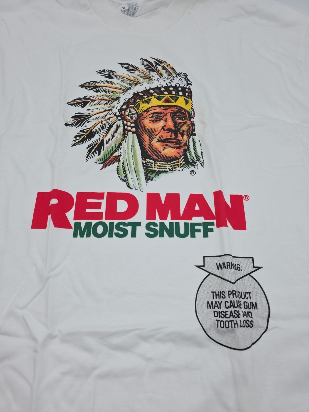 NOS Vintage 90s RED MAN Moist Snuff T-SHIRT Indian TOBACCO Tee SINGLE Stitch XL