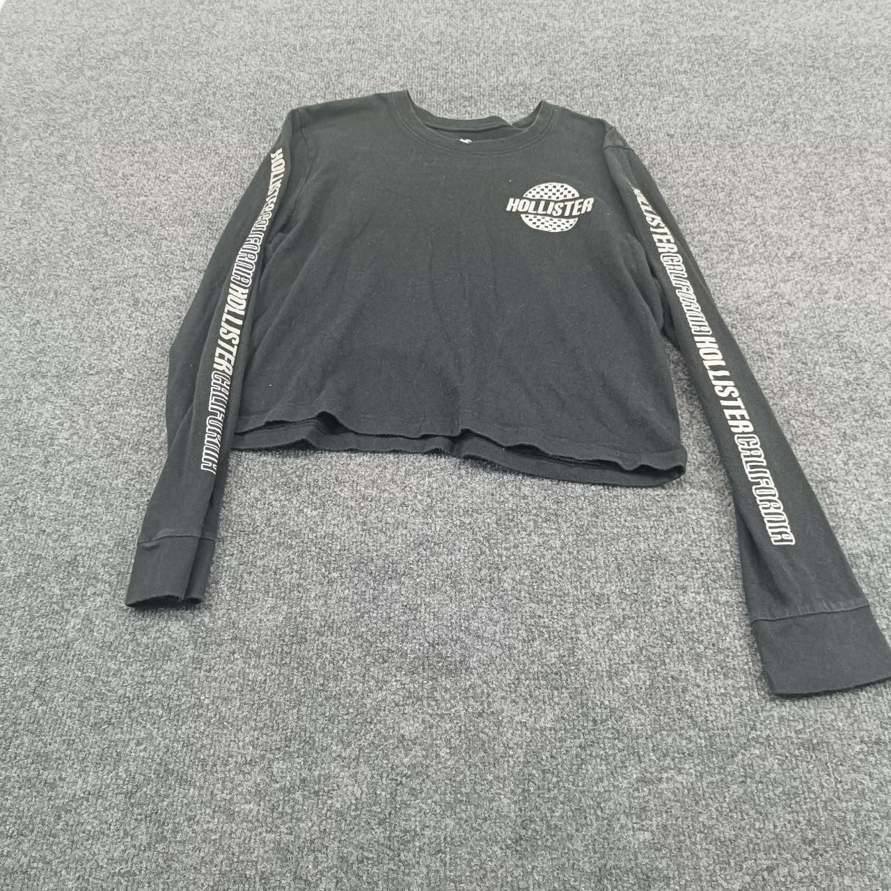 Hollister Vintage Y2K Cropped Long Sleeve T-Shirt Checkered Logo